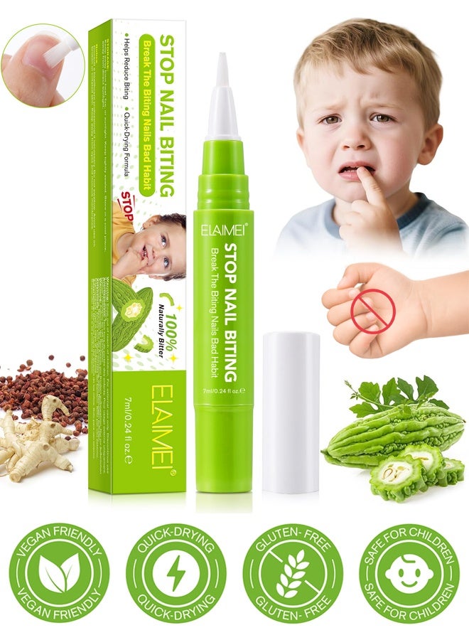 Elaimei 7ML Nail Biting Treatment for Kids - Thumb Sucking Deterrent, Nail Biting Prevention for Kids, Safe and Natural Plant Bitter Formula, Nail Care Stop Biting Nails - Image 1
